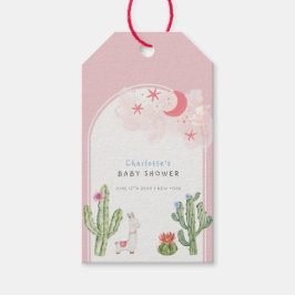 Rosa Boho Arch Cactus Leksak Girl Baby Shower Presentetikett