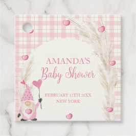 Rosa Boho Arch Gingham Baby Shower Gåvor Etiketter