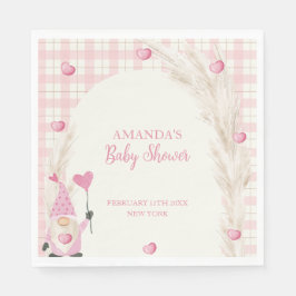Rosa Boho Arch Gingham Baby Shower Pappersservett