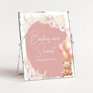 Rosa Boho Bear Balloon Spädbarn är Sweet Poster