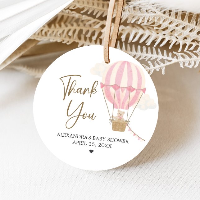 Rosa Boho Björn Bebis Duschar  Gåvor Etiketter (Oh Baby Bear Baby Shower Favor Tags)