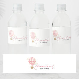 Rosa Boho Björn Bebis Shower Vattenflaskor Etikett