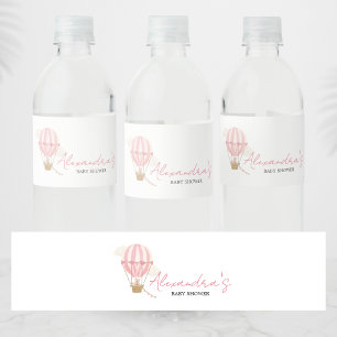 Rosa Boho Björn Bebis Shower Vattenflaskor Etikett