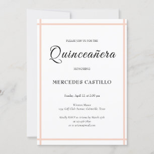 Rosa Boho Blommig Krans Quinceañera Inbjudan