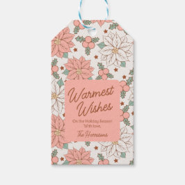 Rosa Boho Blommigt Anpassningsbar Helgdagar för va Presentetikett