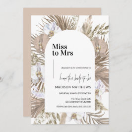 Rosa Boho Blommigt Arch Miss till Mrs Möhippa  Inbjudningar