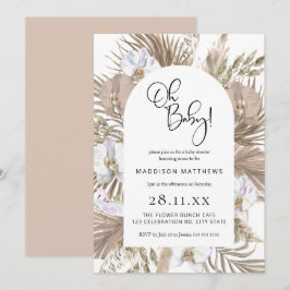Rosa Boho Blommigt Arch Oh Baby Shower-inbjudan Inbjudningar