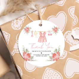 Rosa Boho Blommigt Baby Shower Round Gåvor Etiketter