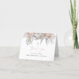 Rosa Boho Blommigt Baptism - tack för ditt kort