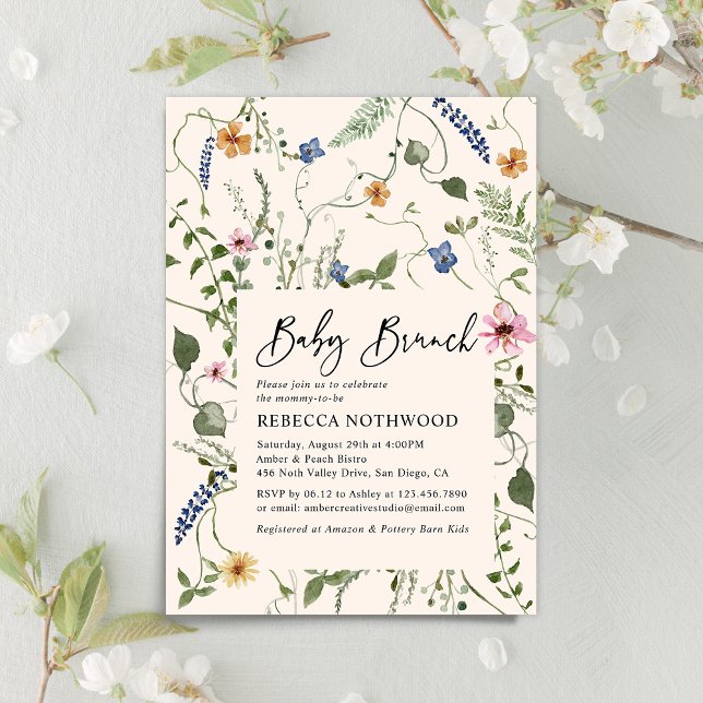  Rosa Boho Blommigt Girl Baby Brunch Shower Inbjudningar (Skapare uppladdad)