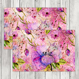ROSA BOHO BLOMMIGT GRUNGE DECOUPAGE