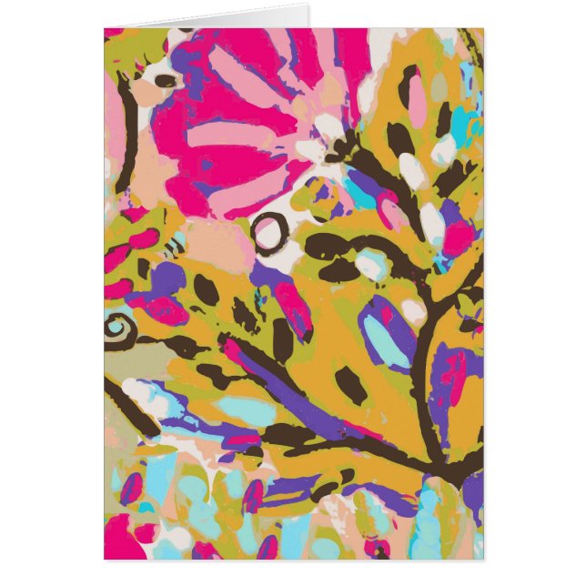 Rosa Boho Blommigt I Hälsningskort (Framsidan)