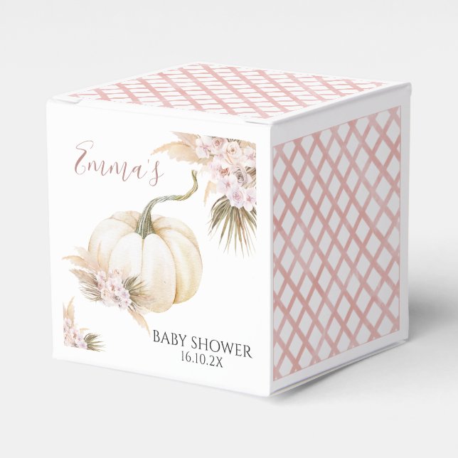 Rosa Boho Blommigt Little Pumpkin Baby Shower Presentaskar (Framsidan Sidan)