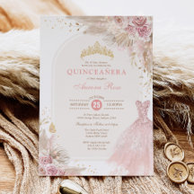 Rosa  Boho Blommigt Quinceañera 15:e födelsedagen