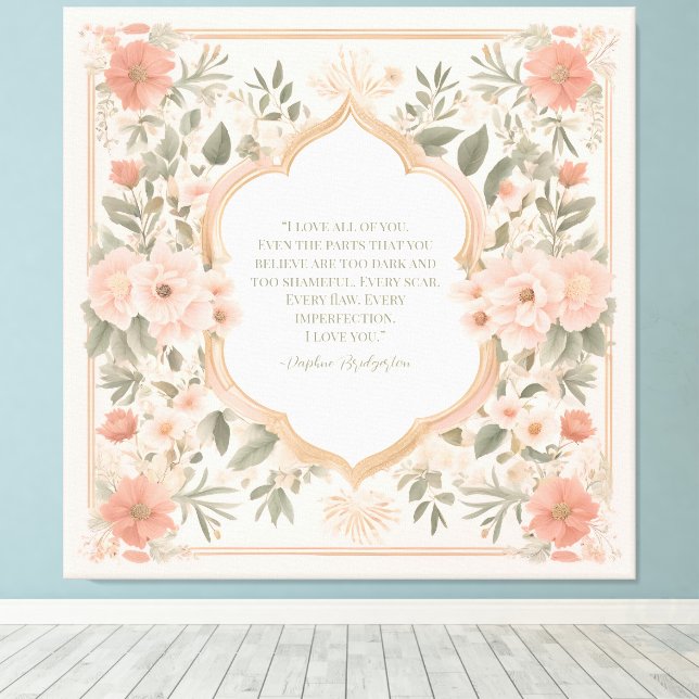 Rosa Boho Blommigt Romantic Quote Canvastryck (Insitu (trägolv))