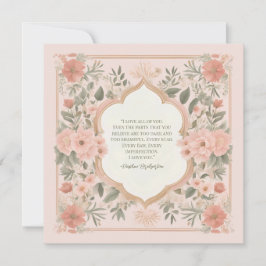 Rosa Boho Blommigt Romantic Quote Kort