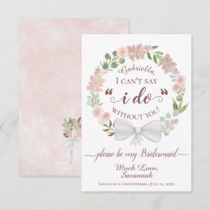 Rosa Boho Blommigt WAN BE MIG Bridesmaid Card