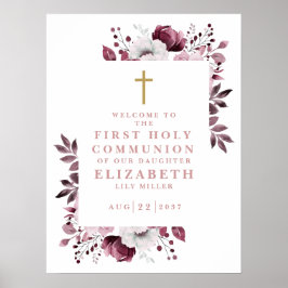 Rosa Boho botaniska Heligan Communion Välkomstskyl Poster