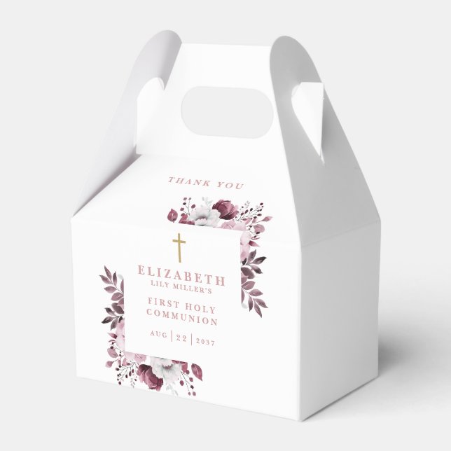 Rosa boho botaniskt blomstermotiv för första nattv presentaskar (Framsidan Sidan)