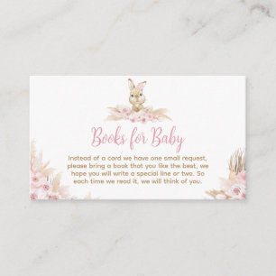 Rosa Boho Bunny Baby Shower Bokar för Baby Tilläggskort