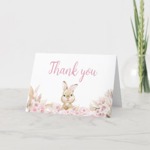 Rosa Boho Bunny Baby Shower Tack Kort