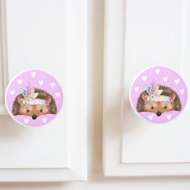 Rosa Boho Chic Hedgehog Knopp (Skapare uppladdad)