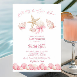Rosa Boho Coastal Hon kommer snart baby shower Inbjudningar