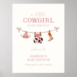 Rosa Boho Cowgirl clothesline Baby Shower Välkomme Poster