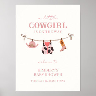 Rosa Boho Cowgirl clothesline Baby Shower Välkomme Poster