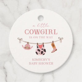 Rosa Boho Cowgirl Clothesline Cowhide Baby Shower Gåvor Etiketter