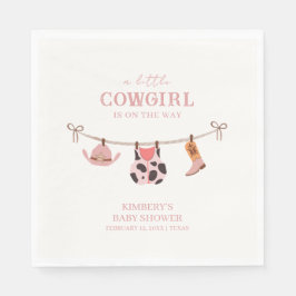 Rosa Boho Cowgirl Clothesline Cowhide Baby Shower Pappersservett