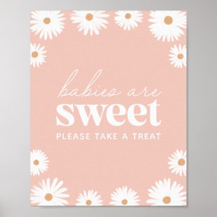 Rosa Boho Daisy Baby Shower Spädbarn är Sweet Poster