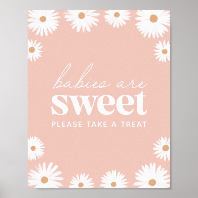 Rosa Boho Daisy Baby Shower Spädbarn är Sweet Poster (Framsidan)