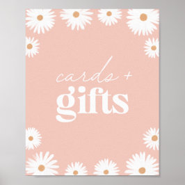 Rosa Boho Daisy Blommigt Baby Shower Cards and Gif Poster