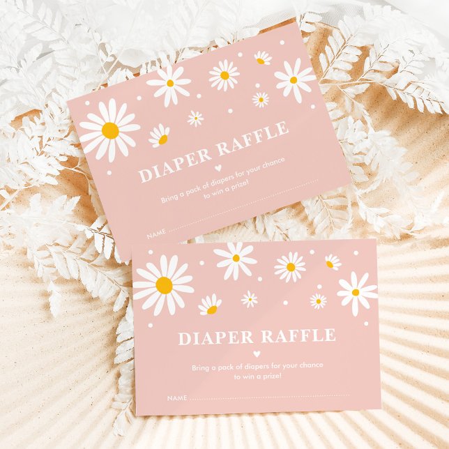  Rosa Boho Daisy Blommigt Diaper Raffle Baby Tilläggskort (Skapare uppladdad)