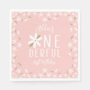 Rosa Boho Daisy Onederful Birthday Napkins Pappersservett