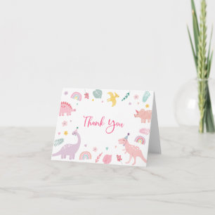 Rosa Boho Dinosaur Birthday Tack Kort