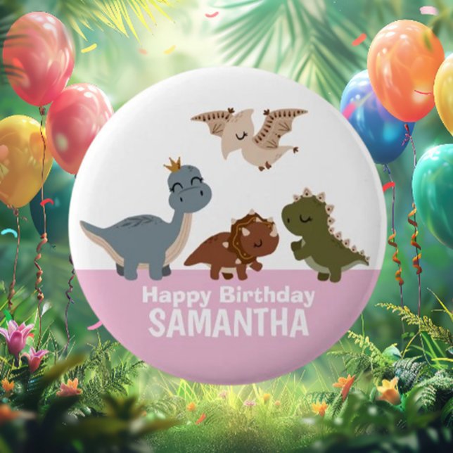 Rosa Boho Dinosaur Knapp (Discover the enchanting Pink Boho Dinosaur Button!)