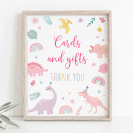 Rosa Boho Dinosaur-kort och gåvor från födelsedags Poster