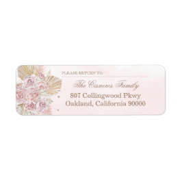 Rosa Boho Dried Blommigt Ro Return-adressetikett Returadress Etikett