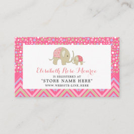 Rosa Boho Elephant & Chevron Baby Gift Registry Tilläggskort