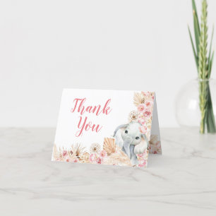 Rosa Boho Elephant Girl Baby Shower Folcard Tack Kort