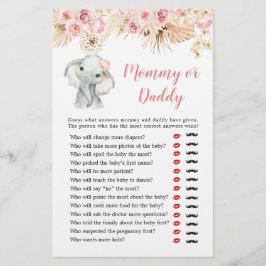 Rosa Boho Elephant Girl Baby Shower Mamma eller pa