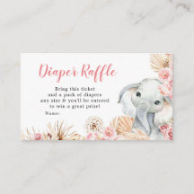 Rosa Boho Elephant Girl Baby Shower Raffle