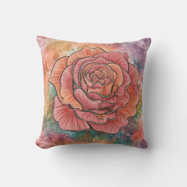 Rosa Boho Flower, Chick, Snyggt, Mysigt Kudde (Framsida)