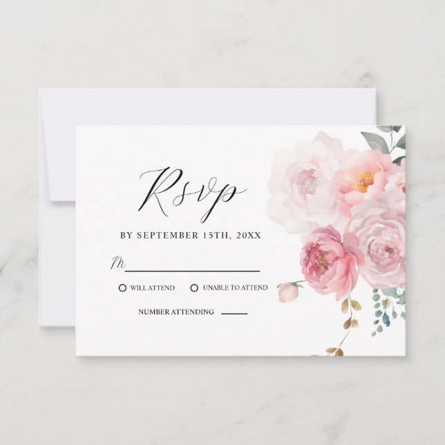  Rosa Boho Garden Elegant Blommigt Bröllop OSA Kort (Framsida)