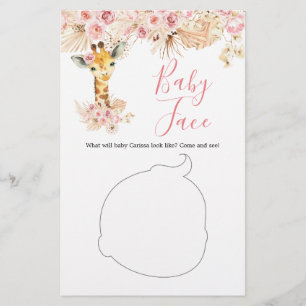 Rosa Boho Giraffe Baby Shower Baby Ansikte