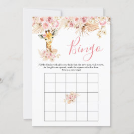 Rosa Boho Giraffe Baby Shower Bingo Game Inbjudningar