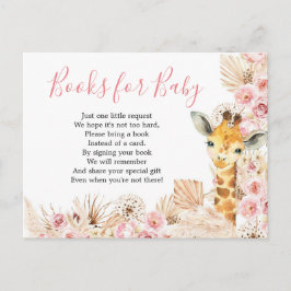 Rosa Boho Giraffe Baby Shower Bokar för Baby Inbjudan Vykort