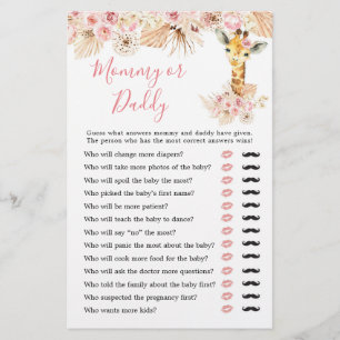  Rosa Boho Giraffe Baby Shower Mamma eller pappa